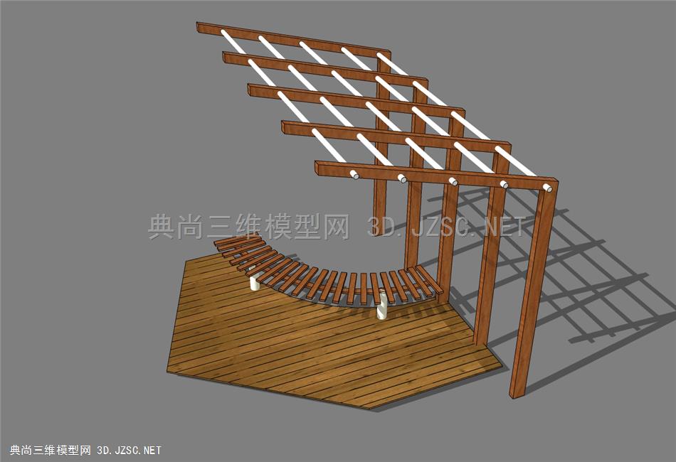 小廊架带坐凳-SU模型下载