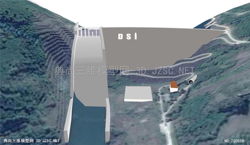 三维模型草图su建筑模型su模型水利工程水力发电发电站大坝堤坝水库蓄