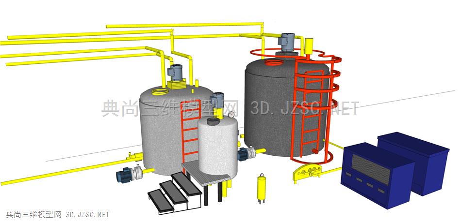 化工厂设备设施 工业水处理储罐 工业容器储蓄塔 工厂积水罐模型 工业设备 工业设施 工厂储水罐 蓄水罐 化工厂设备