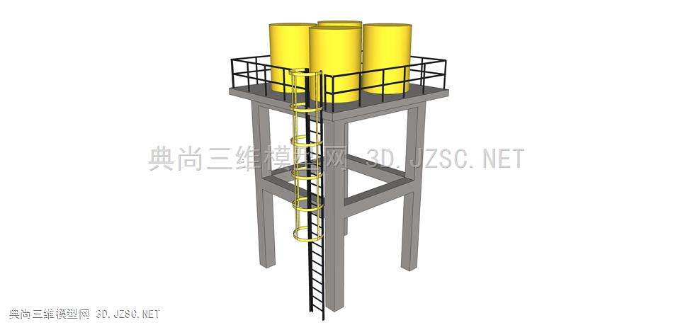 工业水塔 工业容器储蓄塔 工厂积水罐模型 工业设备 工业设施 工厂储水罐 蓄水罐 化工厂设备