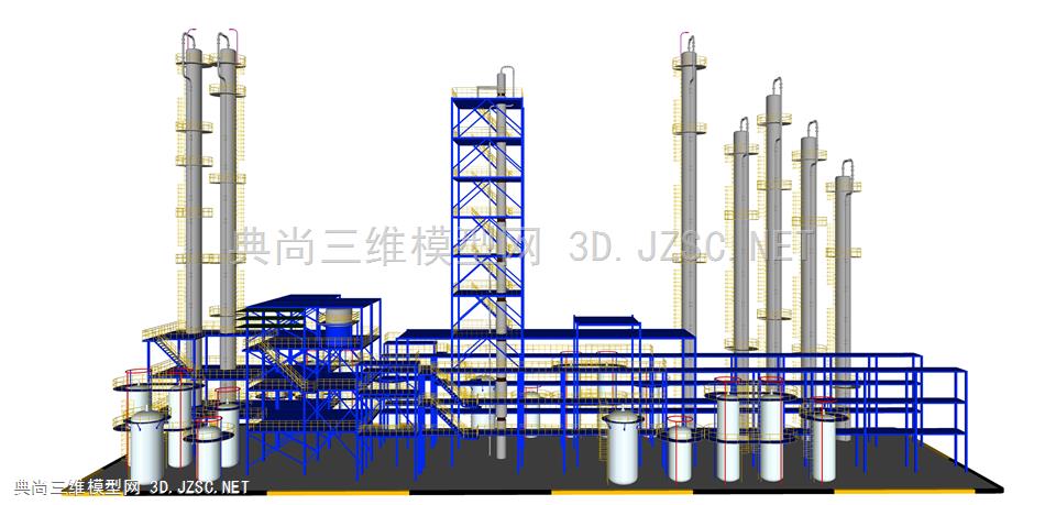 3D化工厂模型 2  工业容器储蓄 工厂积水罐模型 工业设备 工业设施 工厂储水罐 蓄水罐 化工厂设备