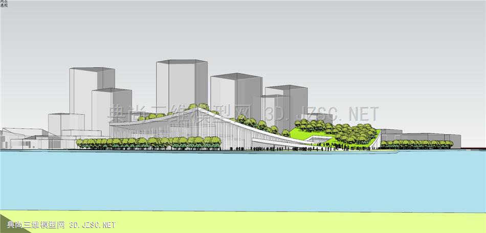水边 文化建筑 美术馆 社区中心 图书馆 绿之坡 屋顶花园