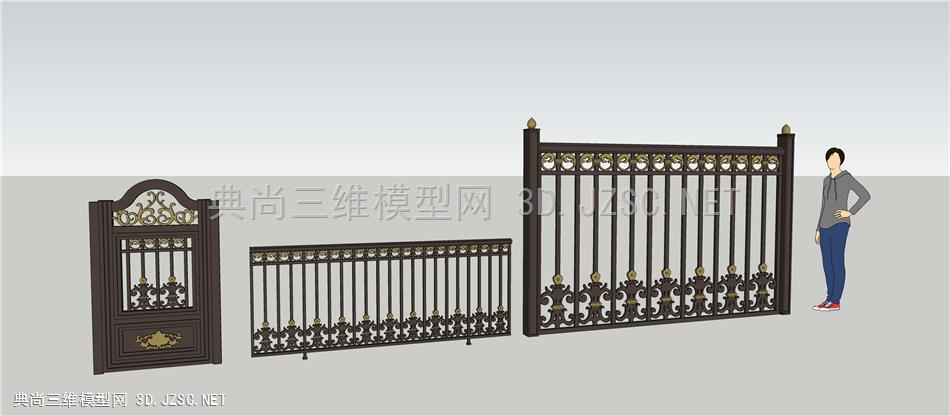 欧式铁艺庭院门及铁艺栏杆