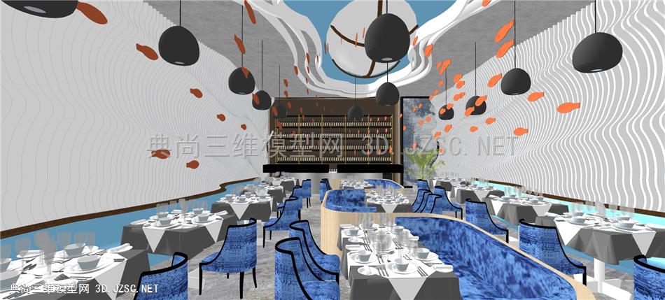海洋主题餐厅 餐饮空间 餐厅 工业风餐厅  酒店餐厅 商城餐厅 饭店 饭堂 现代智能餐厅 西餐厅  蓝色主题餐厅 