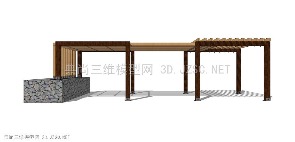 简约木制格栅凉亭 公交车站