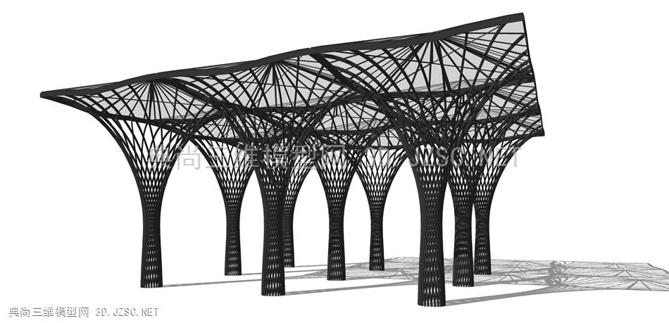 现代廊架构筑物(88) 廊架结构 景观小品 景观装饰 凉亭 廊架 异形休息亭 雨棚 钢结构遮阳棚 公园广场休息亭