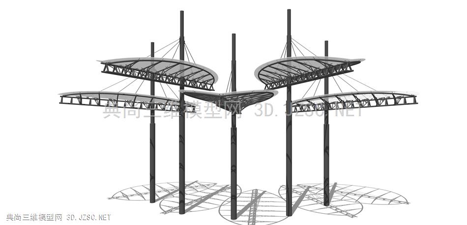 现代廊架构筑物(93) 廊架结构 景观小品 景观装饰 凉亭 廊架 异形休息亭 雨棚 钢结构遮阳棚 公园广场休息亭