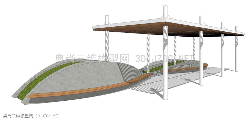 现代廊架构筑物(77) 廊架结构 景观小品 景观装饰 凉亭 廊架 异形休息亭 雨棚 钢结构遮阳棚 公园广场休息亭