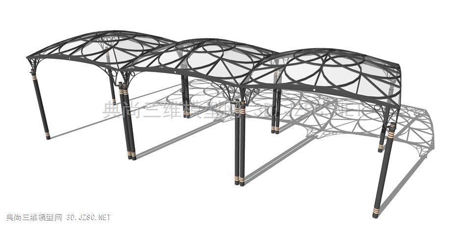 现代廊架构筑物(65) 廊架结构 景观小品 景观装饰 凉亭 廊架 异形休息亭 雨棚 钢结构遮阳棚 公园广场休息亭