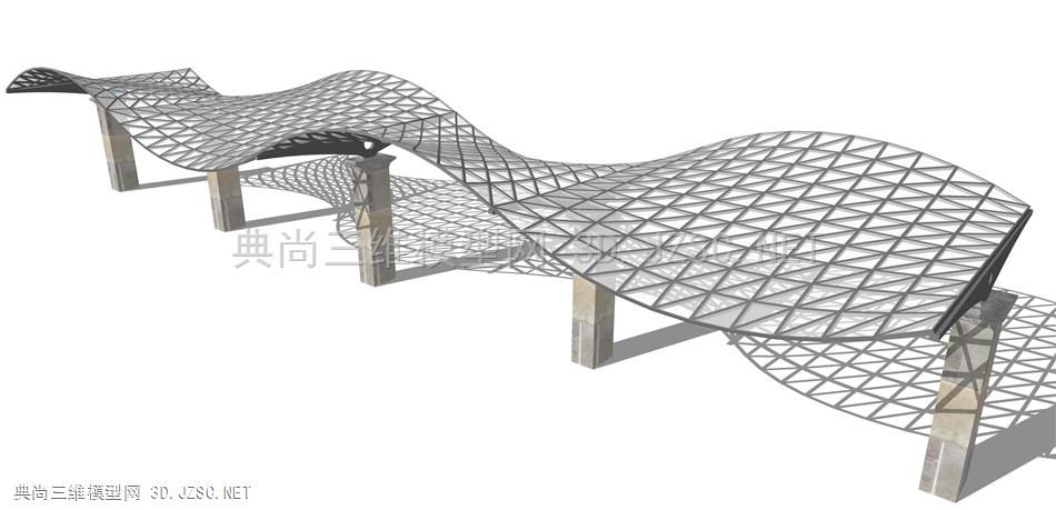 现代廊架构筑物(50)  廊架结构 景观小品 景观装饰 凉亭 廊架 异形休息亭 雨棚 钢结构遮阳棚 公园广场休息亭