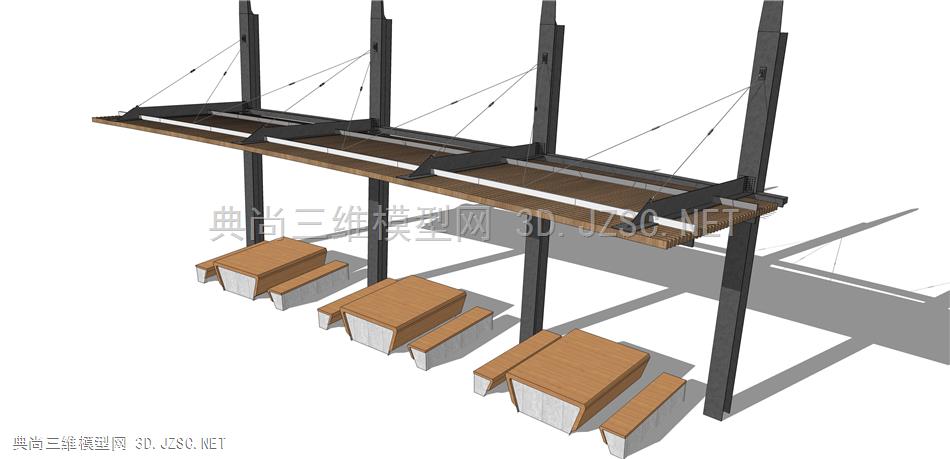 现代廊架构筑物(69) 廊架结构 景观小品 景观装饰 凉亭 廊架 异形休息亭 雨棚 钢结构遮阳棚 公园广场休息亭