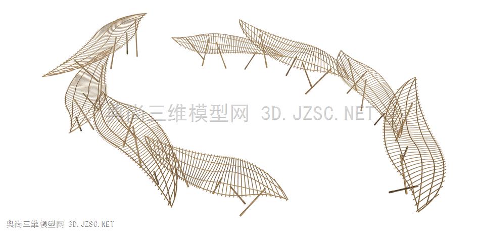 现代廊架构筑物(48)  廊架结构 景观小品 景观装饰 凉亭 廊架 异形休息亭 雨棚 钢结构遮阳棚 竹架 木架凉亭