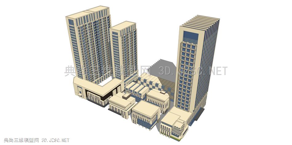 三维模型商业建筑su模型现代写字楼