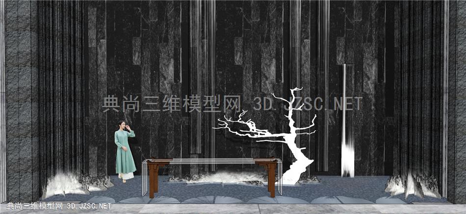 新中式茶几 枯树雕塑景观小品