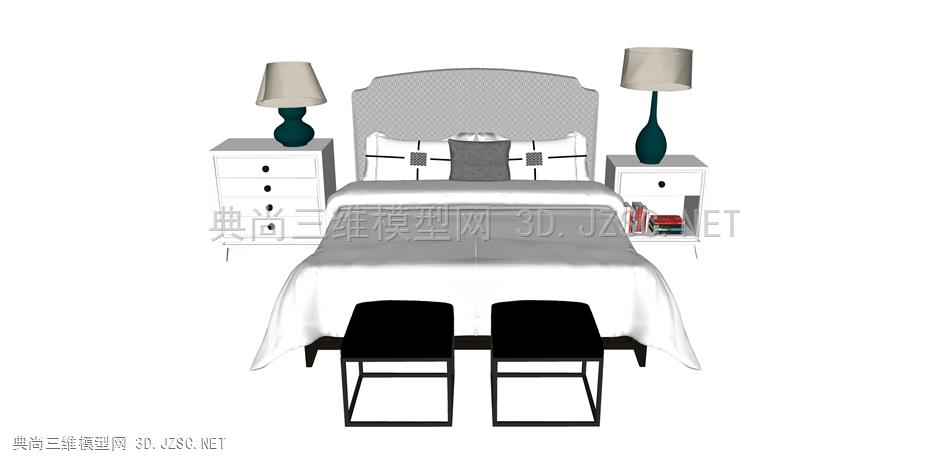 593美国 bernhardt，床，双人床，台灯，床头柜，被褥