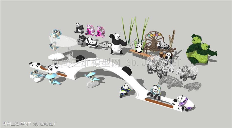 儿童区 熊猫基地儿童乐园卡通IP文创雕塑小品