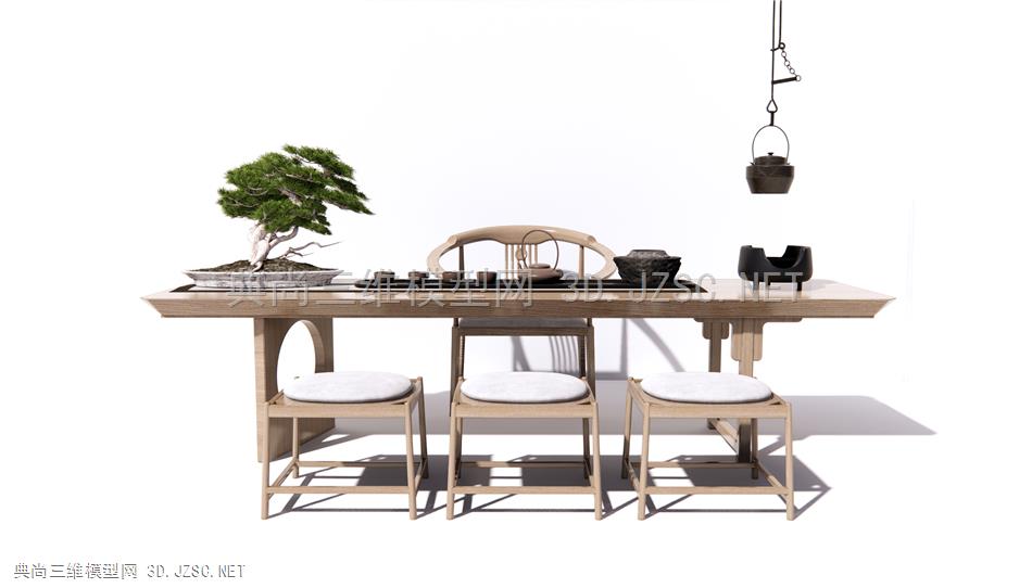 新中式茶桌椅 茶室 植物 茶具 原创