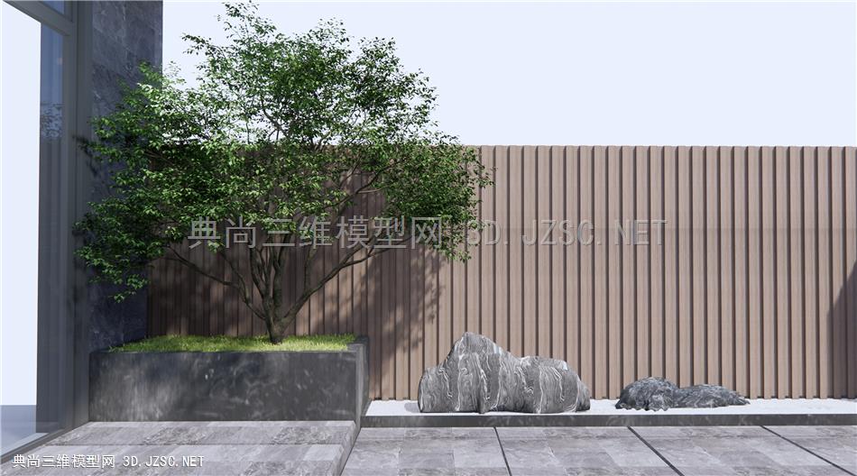 新中式景观树石头 庭院景观 景观小品 原创