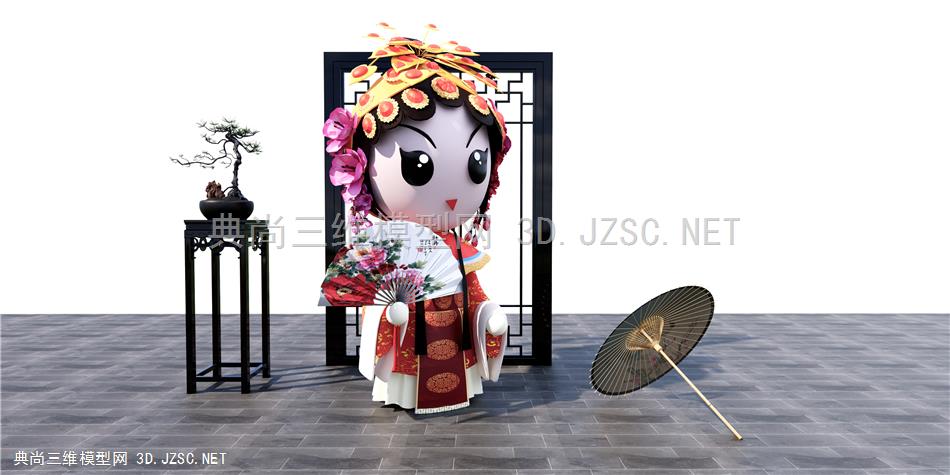 现代京剧人物雕塑摆件组合