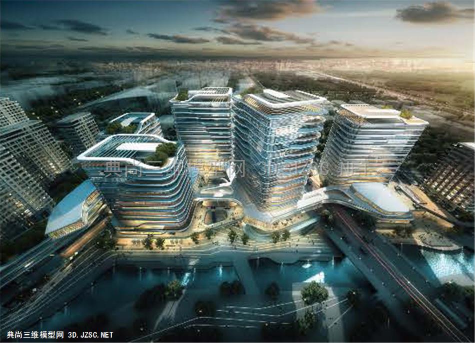 北京未来科技城 整合模型（公建+住宅）北京天华 住宅商业办公综合体建筑su模型