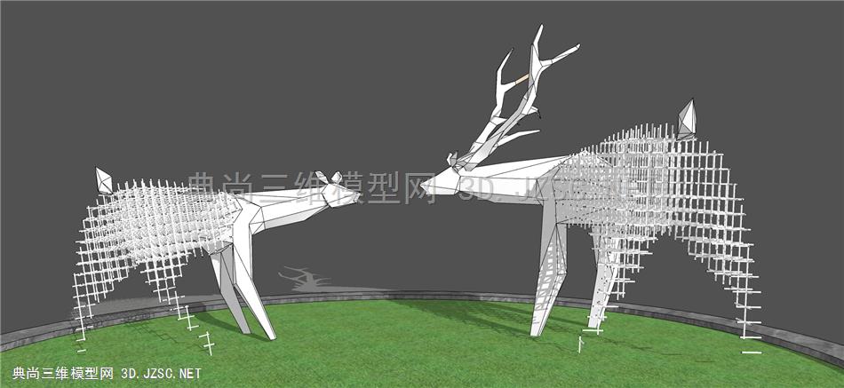 现代金属镂空鹿景观雕塑小品