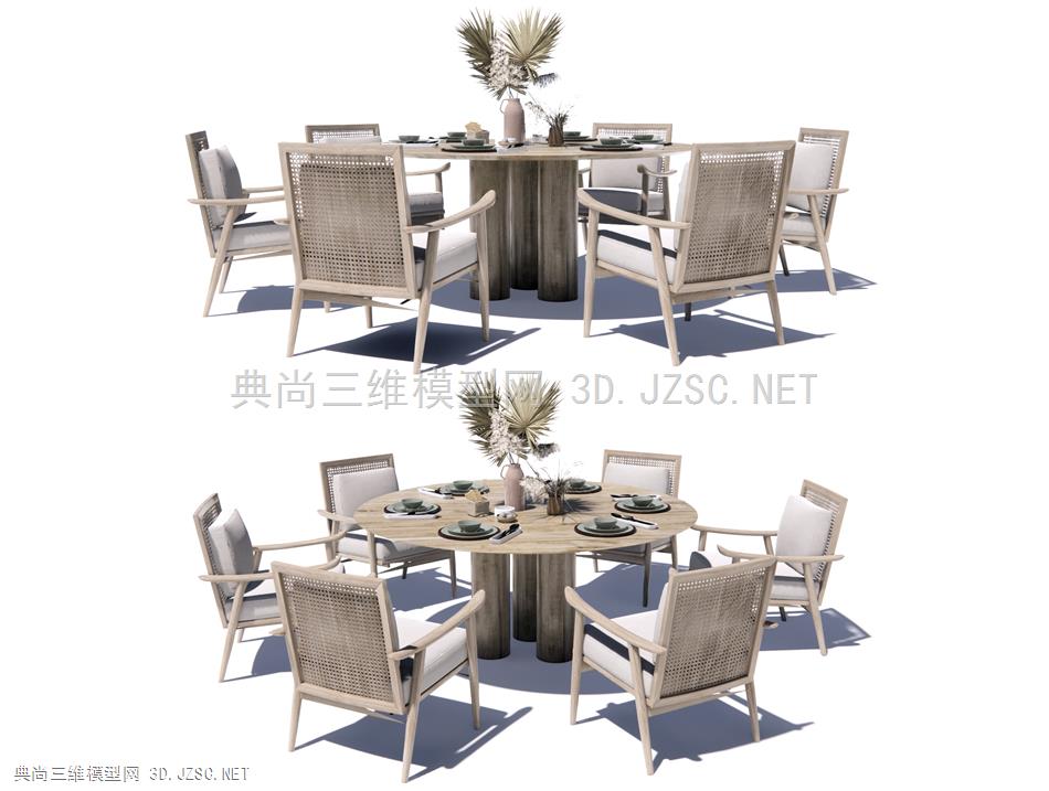 新中式餐桌椅 休闲椅 藤编单人沙发 原创