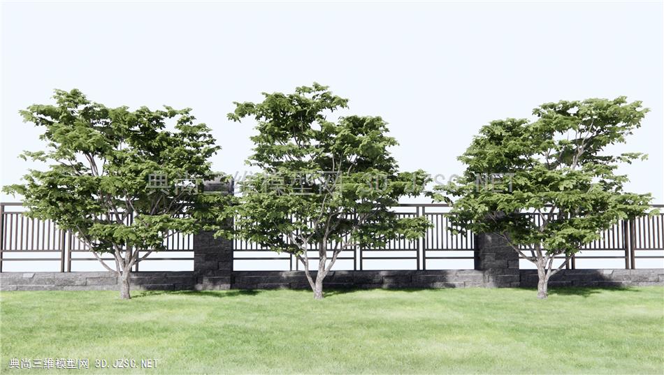 现代景观树 庭院围墙护栏栏杆 原创
