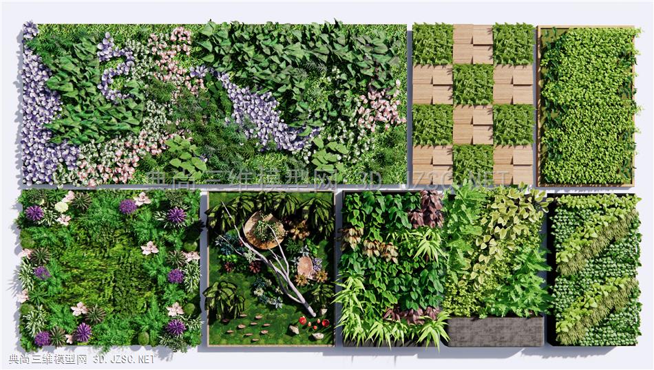 现代植物墙绿植墙 景观墙 植物景观 花槽 原创