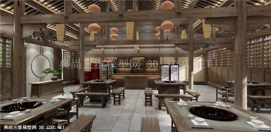 中式火锅店 餐厅空间 收银前台 原创