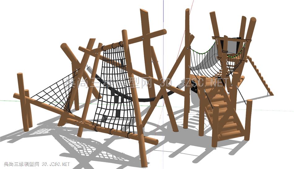 儿童原木生态器械_滑梯SU模型