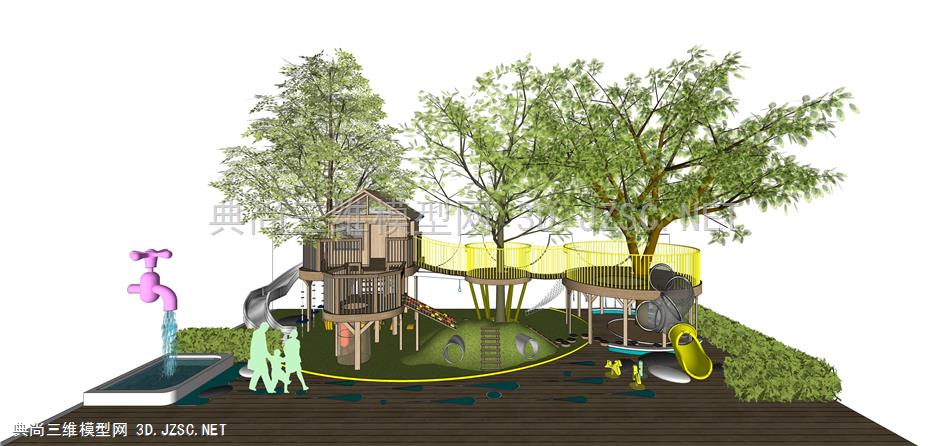 儿童树屋 (9)  森林木屋建筑 建筑  景观小品 景观装置  儿童娱乐场所 滑梯