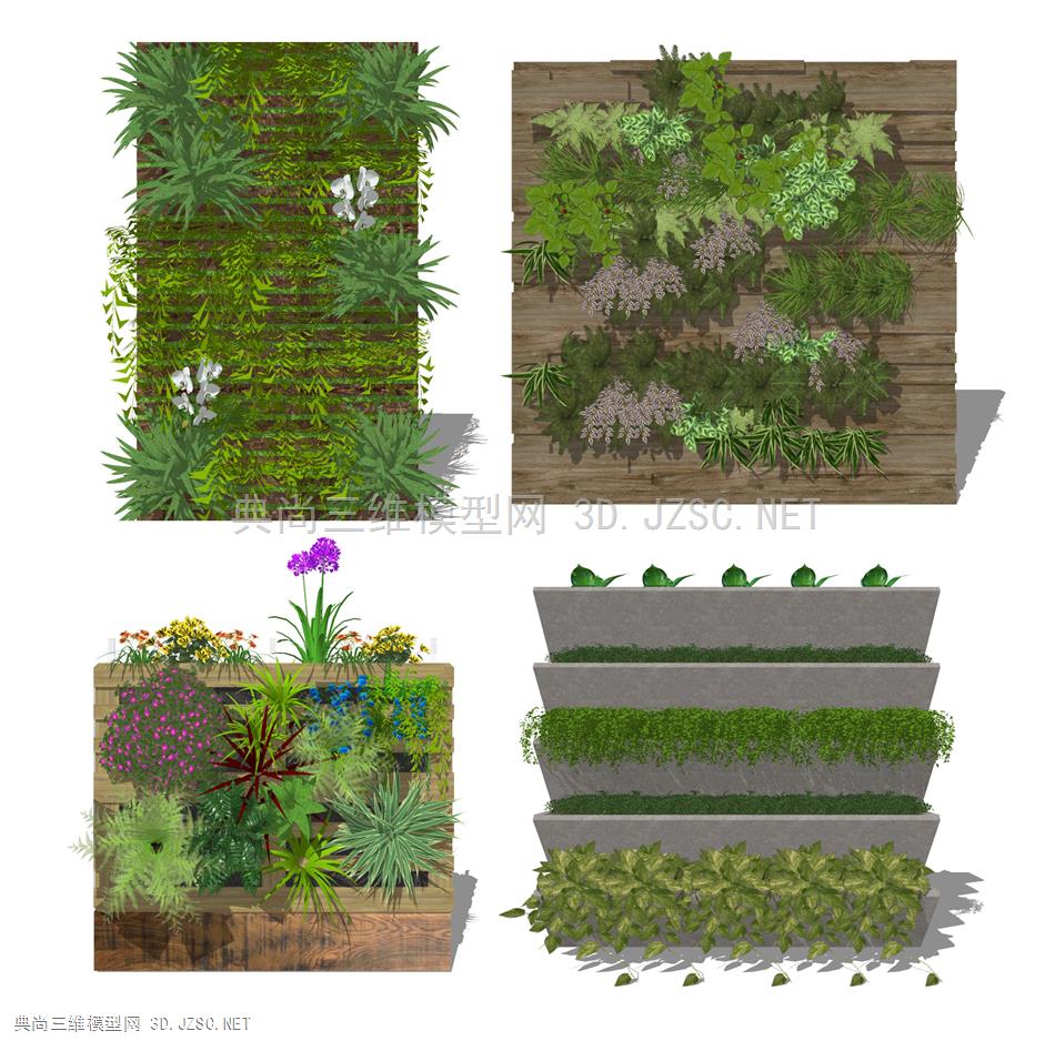 现代景观植物装饰墙架 绿植墙 盆栽盆景 庭院植物