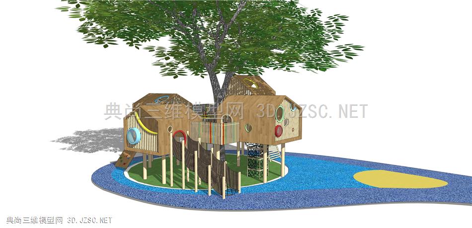 儿童树屋 (10)  森林木屋建筑 建筑  景观小品 景观装置  儿童娱乐场所 滑梯
