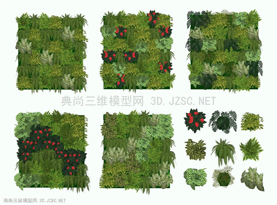 现代装饰植物墙 风景绿植装饰墙 盆栽盆景 