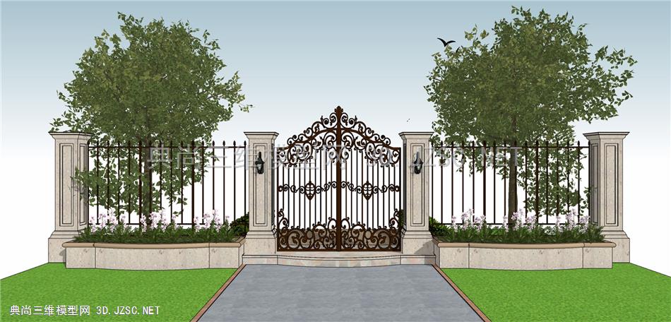 门 铁丝栏杆 围栏 庭院门欧式庭院大门