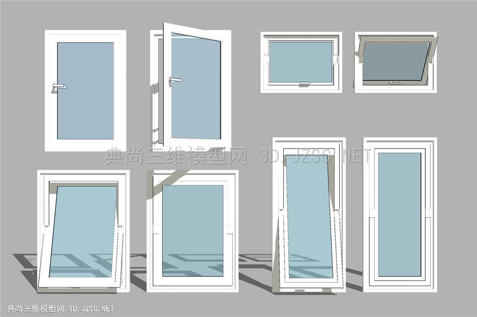 现代门窗组合 平开窗 推拉窗