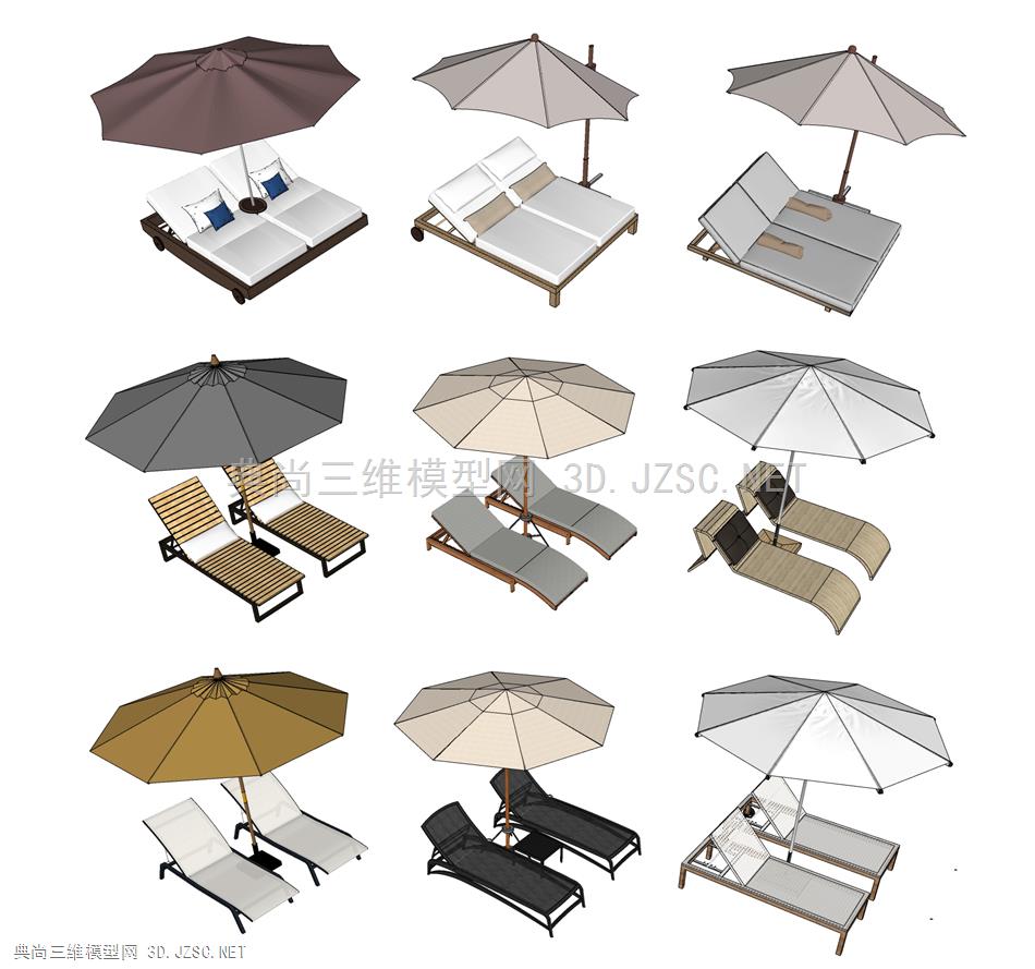 现代休闲躺椅 沙滩椅 太阳伞桌椅 户外椅