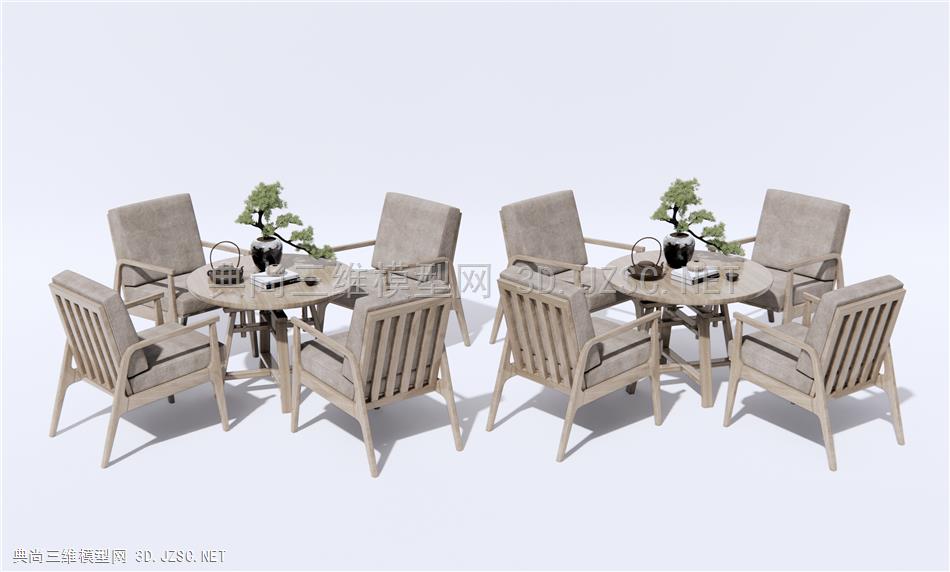 新中式休闲桌椅 洽谈桌椅 餐桌椅 单人沙发 原创