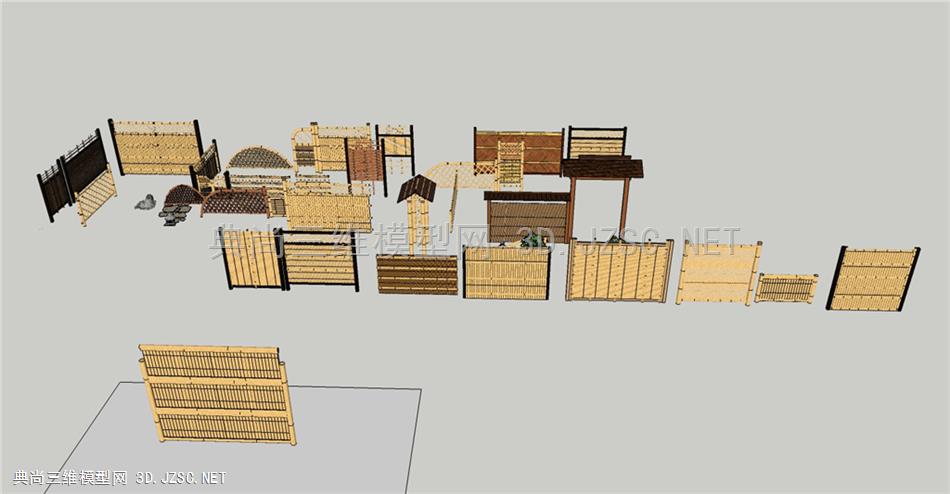 竹篱笆竹栅栏竹制品模型