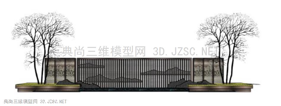 拟山水景墙、新中式景墙、中式景墙-zz (24)