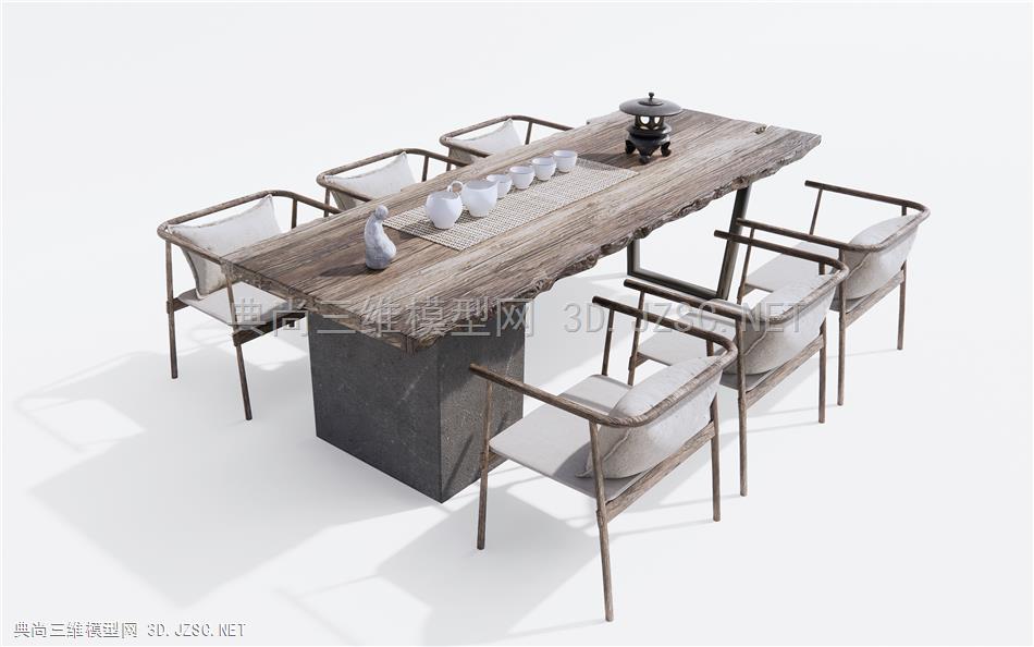 新中式茶桌椅 休闲椅 长板桌茶台