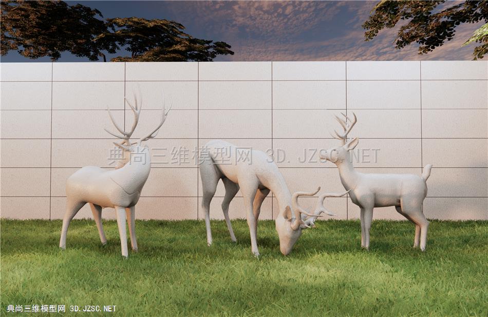 现代景观雕塑小品 麋鹿雕塑