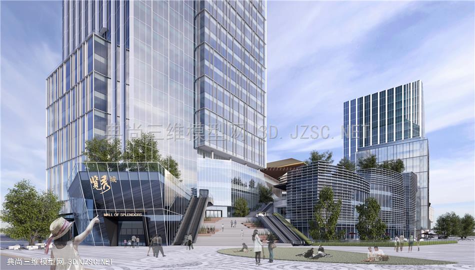 杭州中邮地块建筑规划概念设计模型 (办公、商业、人才公寓） JWDA2019年5月