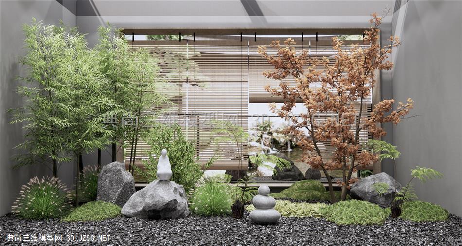 日式庭院景观小品 植物造景 石头假山 室内植物景观 植物堆 禅意景观 景观小品 苔藓绿植