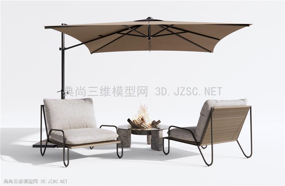 现代户外椅 休闲椅 庭院桌椅 火炉 遮阳伞