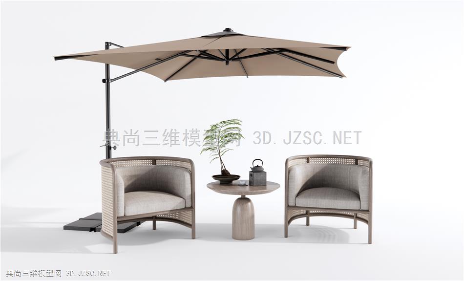 新中式户外单人沙发 藤编沙发 庭院休闲沙发 户外桌椅