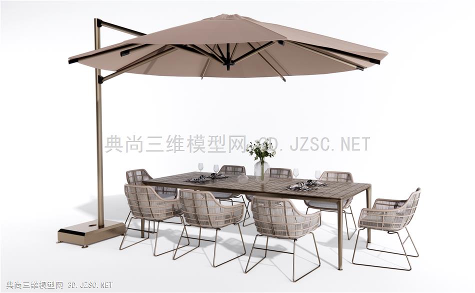现代户外休闲桌椅 餐桌椅 庭院户外桌椅 遮阳伞1