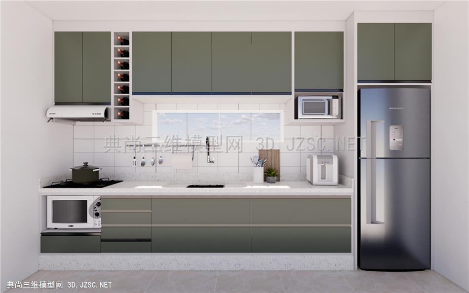 现代简约厨房 橱柜厨具 厨房电器 冰箱
