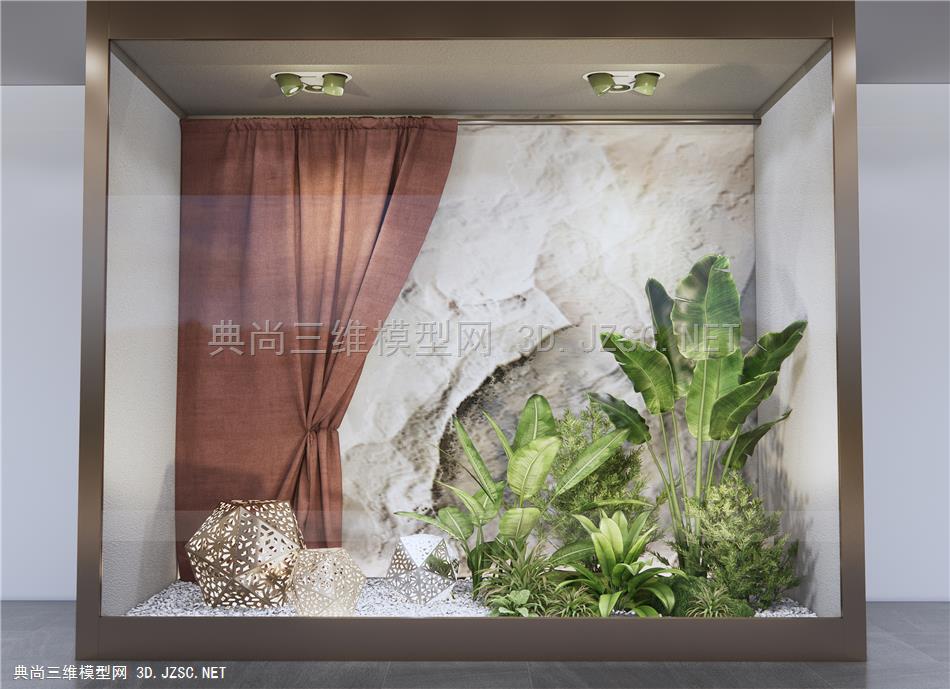 现代橱窗景观 植物景观 植物组合 灌木 雕塑小品1