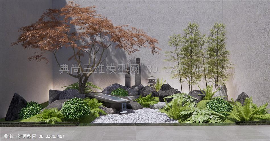 新中式庭院小品 流水小品 室内景观小品 景观石头 植物景观1
